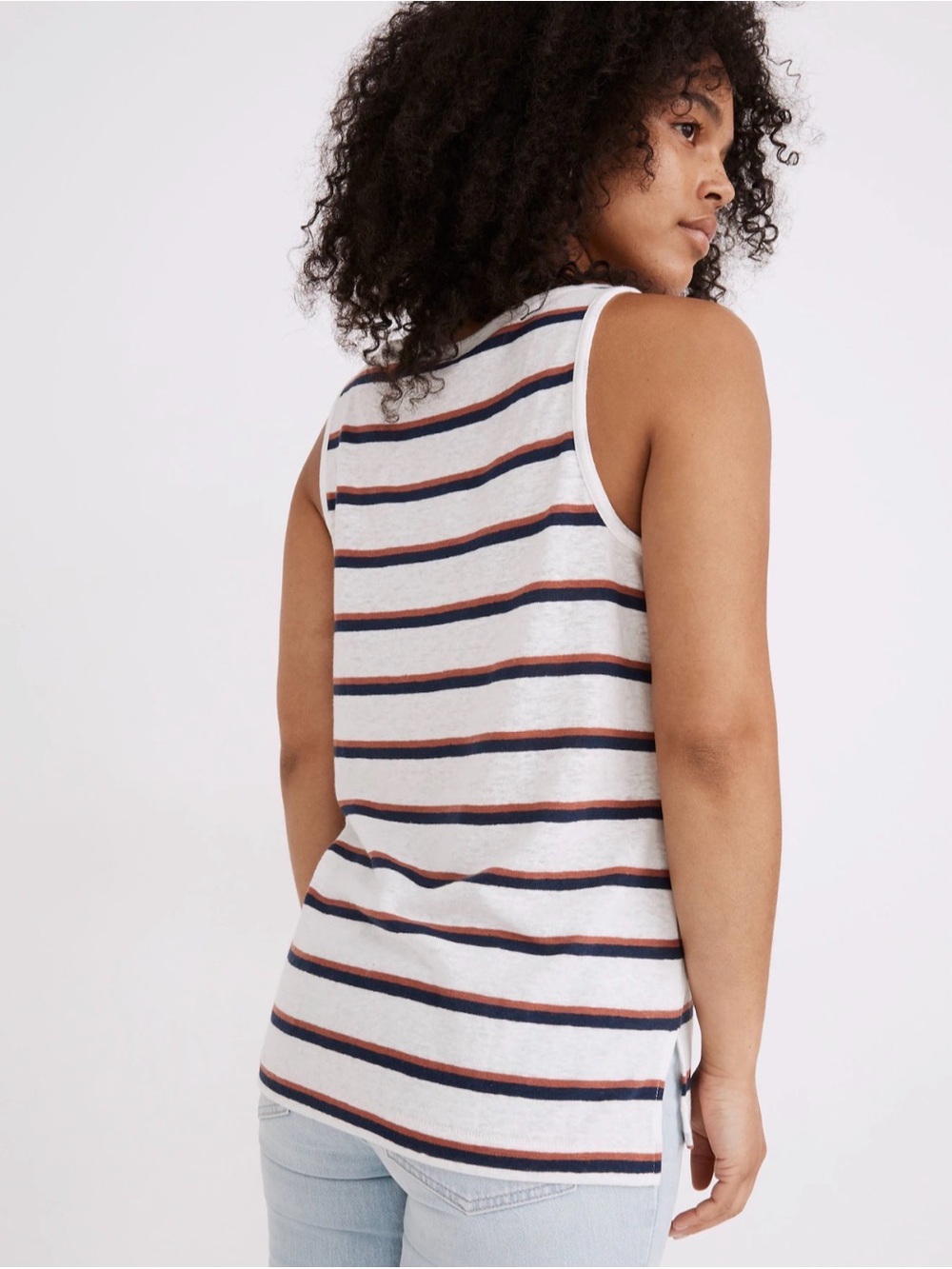 Madewell Linen Tank Top in Lighthouse Stripe - Picture 3 of 9